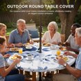 thumbnail image 2 of Round Outdoor Tablecloth with Umbrella Hole and Zipper, Blue Floral Art Fitted Table Cover with Elastic Edge for 55-60 Inch, Watercolor Botanical Spring Flowers Waterproof Patio Tablecoths for Picnic, 2 of 9