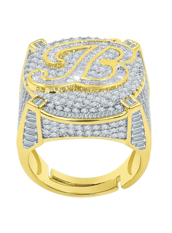 Mens Initial Ring Gold