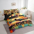 thumbnail image 3 of Feelyou Cute Anime Cat Bedding Comforter Set 7pcs for Kids, Hippie Kitten Animal King Bedding Sets, Retro Leaf Botanical Reversible Bed Sheets, Microfiber Bedroom Decor, 3 of 8