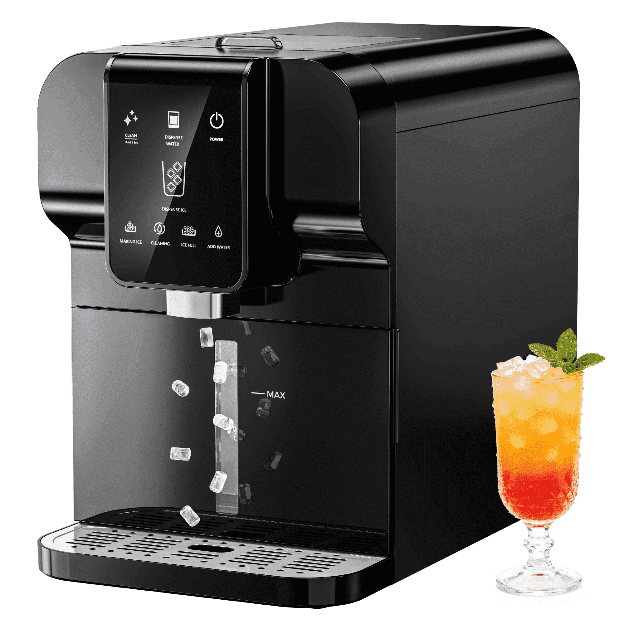 SIMZLIFE 2-in-1 Nugget Ice Maker & Water Dispenser, 30Lbs/24H Countertop Ice Machine with Soft Chewable Ice, Automatic Ice Dispensing, Self-Cleaning, for Home, Office, RV & Apartment