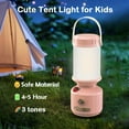 thumbnail image 2 of Kids Lantern with 3 Color Dimmable & USB-C Charging, Kids Nightlights for Bedroom, Indoor Outdoor Adventures & Emergency Use Toddler Flashlight Sky Lanterns Camping Essentials for Girl (Pink), 2 of 10