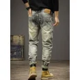 thumbnail image 3 of Pantalones vaqueros para hombre con agujeros, pantalones vaqueros masculinos, pantalones lavados, ajustados, ajustados, rotos, pitillo, vintage, rasgados, moda coreana, 3 of 4