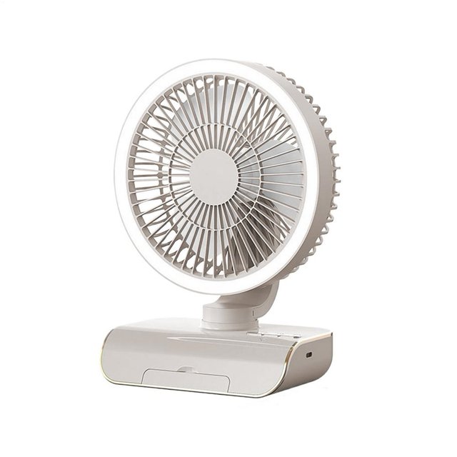Ventilador de Circulación de Aire Oscilante de 5 Velocidades, Personal, con Control Remoto, Recargable de 4000 MAh, Color Gris