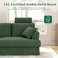 thumbnail image 5 of 87.5" Corduroy Sofa Couch for Living Room, AAQZ 3 Seater Sofa in a Box, Headrest, 2 Pillows,Green, 5 of 10