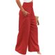 thumbnail image 2 of Txlixc Pantalones Largos Sueltos de Verano para Mujer, Pantalones de Pierna Ancha de Playa Fruncidos de Cintura Alta de Color Sólido Estilo Ocio con Bolsillo para Mujer Txlixc Estilo de ocio, 2 of 5