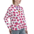 thumbnail image 6 of Picia Hand Drawn Strawberry Pattern Casual Women's Hoodie, Hooded Sweatshirt with Kangaroo Pocket, Comfortable Pullover with Eye-catching Drawstrings-Large, 6 of 7