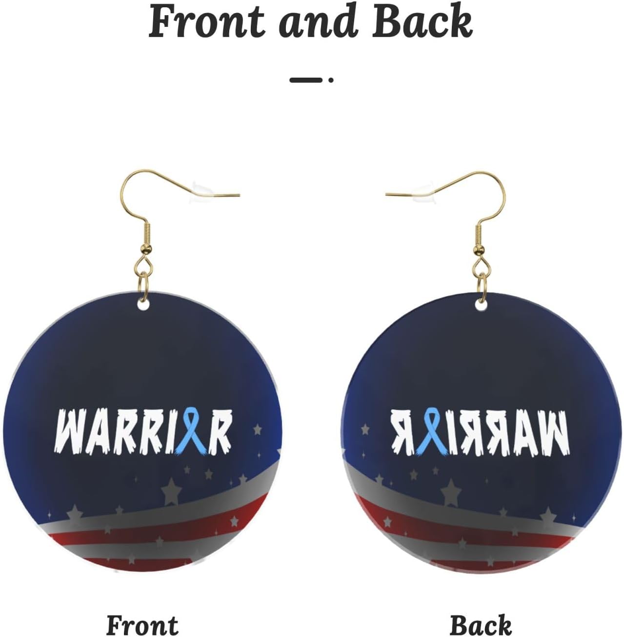 Warrior Professional Diabetes Awareness Ribbon Stylish Round Acrylic Earrings Lightweight Flexible For All Occasions[h844]