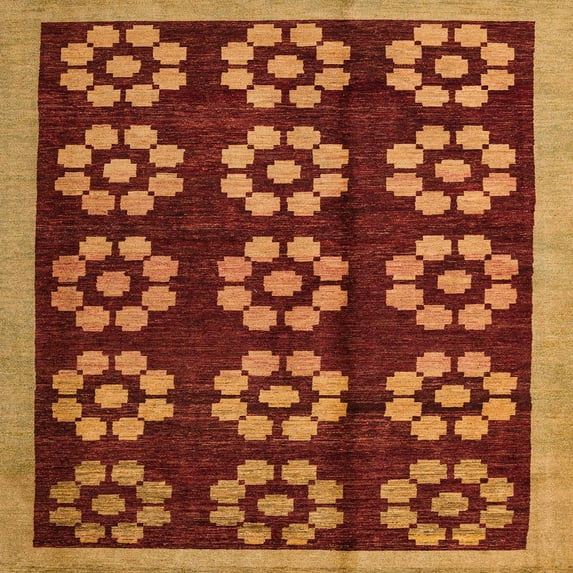 Ahgly Company Indoor Square Abstract Orange Abstract Area Rugs, 3' Square