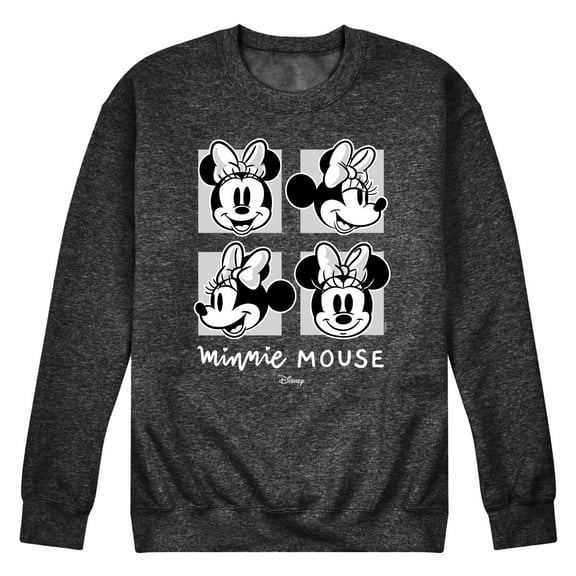 Disney - Mickey & Friends - Minnie Mouse - Black & White Photo Grid - Men's Crew Neck Fleece Pullover