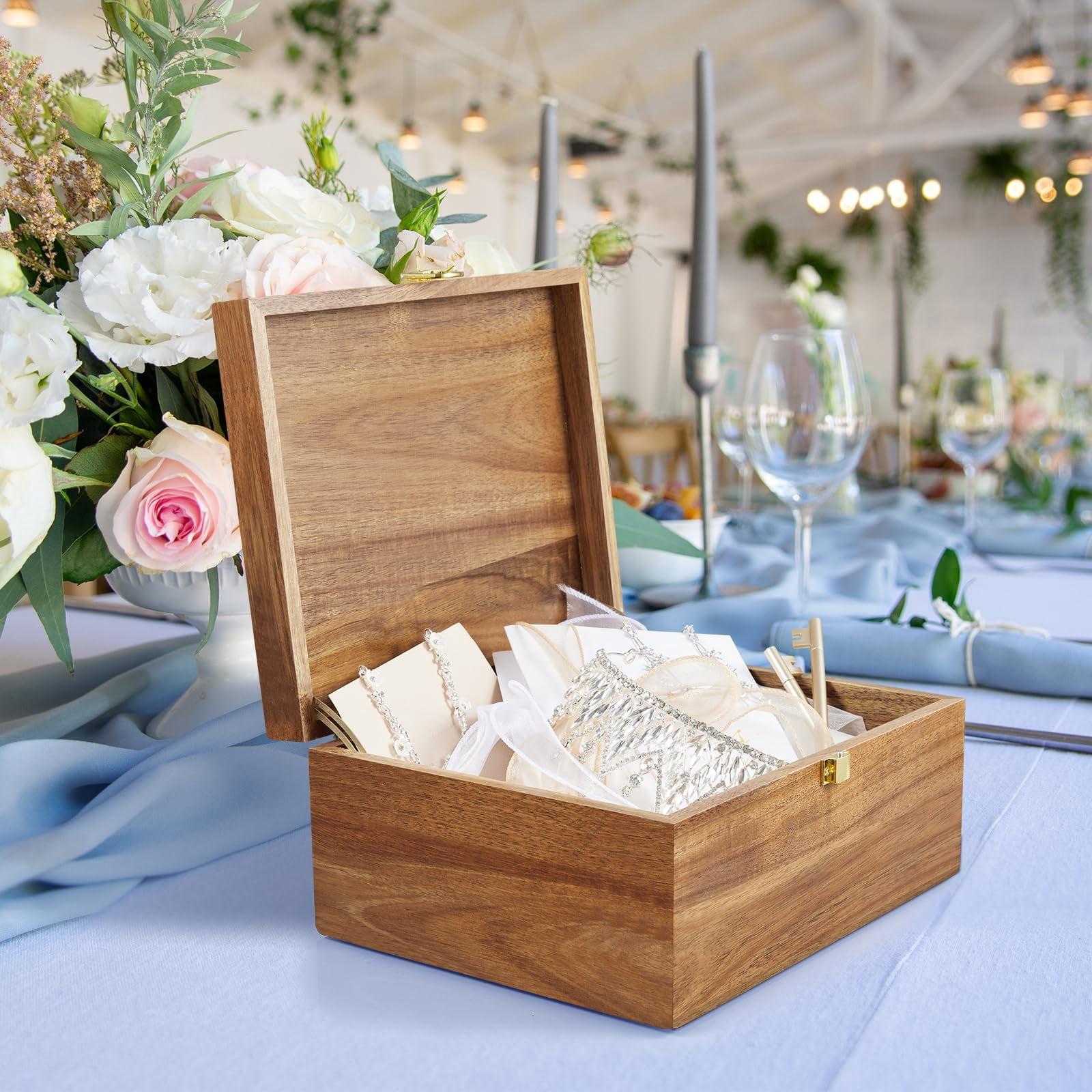 Wooden Keepsake Box  Large Storage With A Hinged Lid Memory Treasure For Crafts And Photo