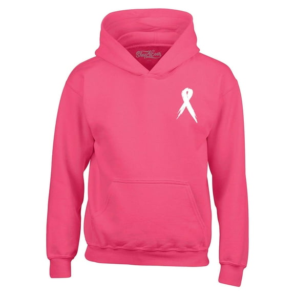 Shop4Ever Men's Breast Cancer Awareness Ribbon Pocket Size Hooded Sweatshirt Hoodie XXX-Large Heliconia Pink
