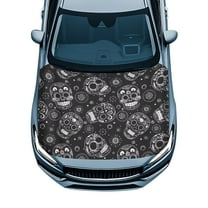 Uorisanigo Car Hood Cover Weatherproof Universal Fit Tribal Sugar Skull Car Hood Wrap Blankets for All Seasons Protection Fit for Cars Trucks SUVs, Easy to Install