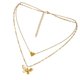 thumbnail image 3 of collar de doble capa con colgante en forma de corazón y cadena para clavícula (dorado), 3 of 6
