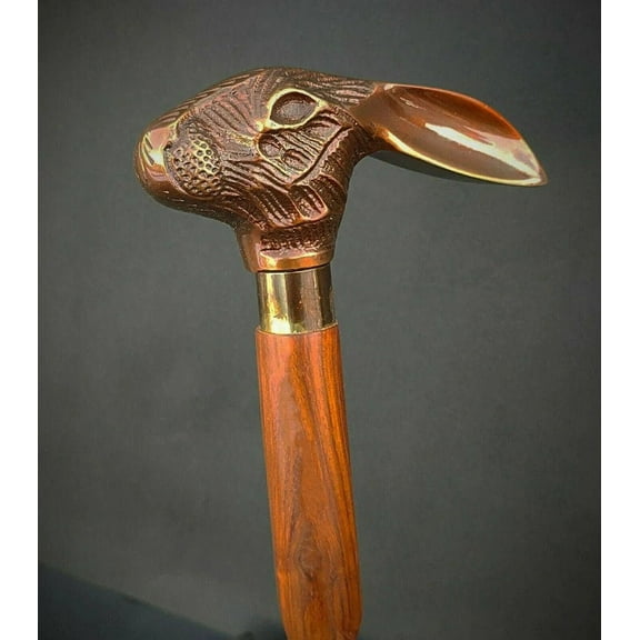 Premium Walking Stick Beautiful Antique Plated Solid Rabbit Handle Walking Canes & Crutches Buffed Polished Cane for Men & Women