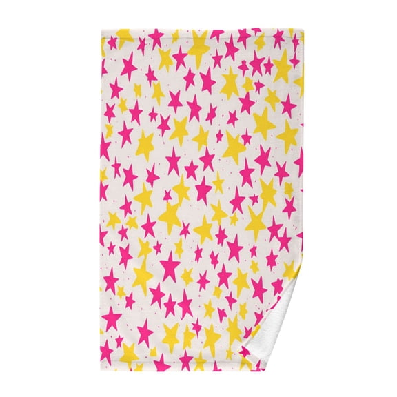 Yayeee 100% Cotton Hand Towels for Bathroom 16" x 28" Soft Absorbent Kitchen Towel, Beige Stars