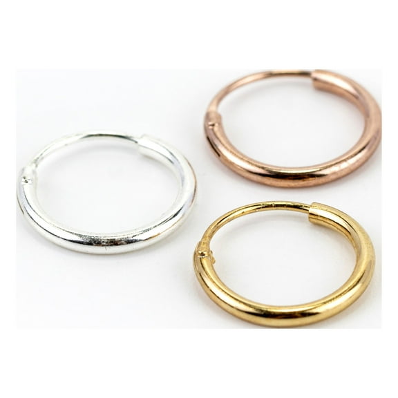Claire's Mixed Metal Sterling Silver 22G Hoop Earrings Endless Loop 3 Pack 65271 Adult Unisex Stone