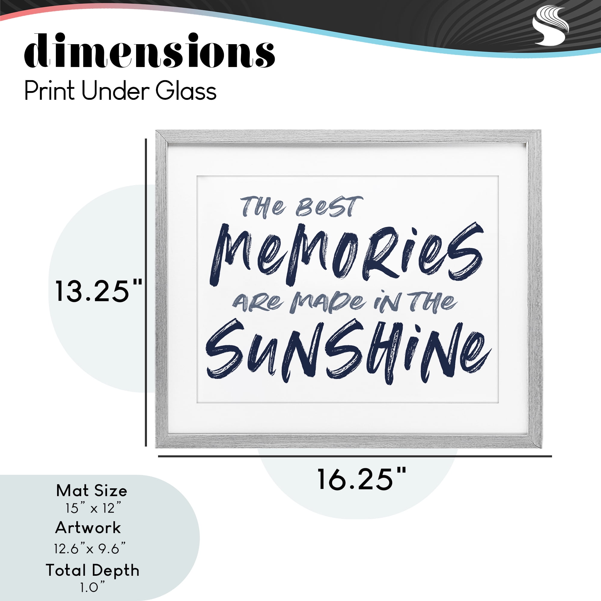 Memories Made In Sunshine Gray Framed Print Under Glass, design by Lettered and Lined
