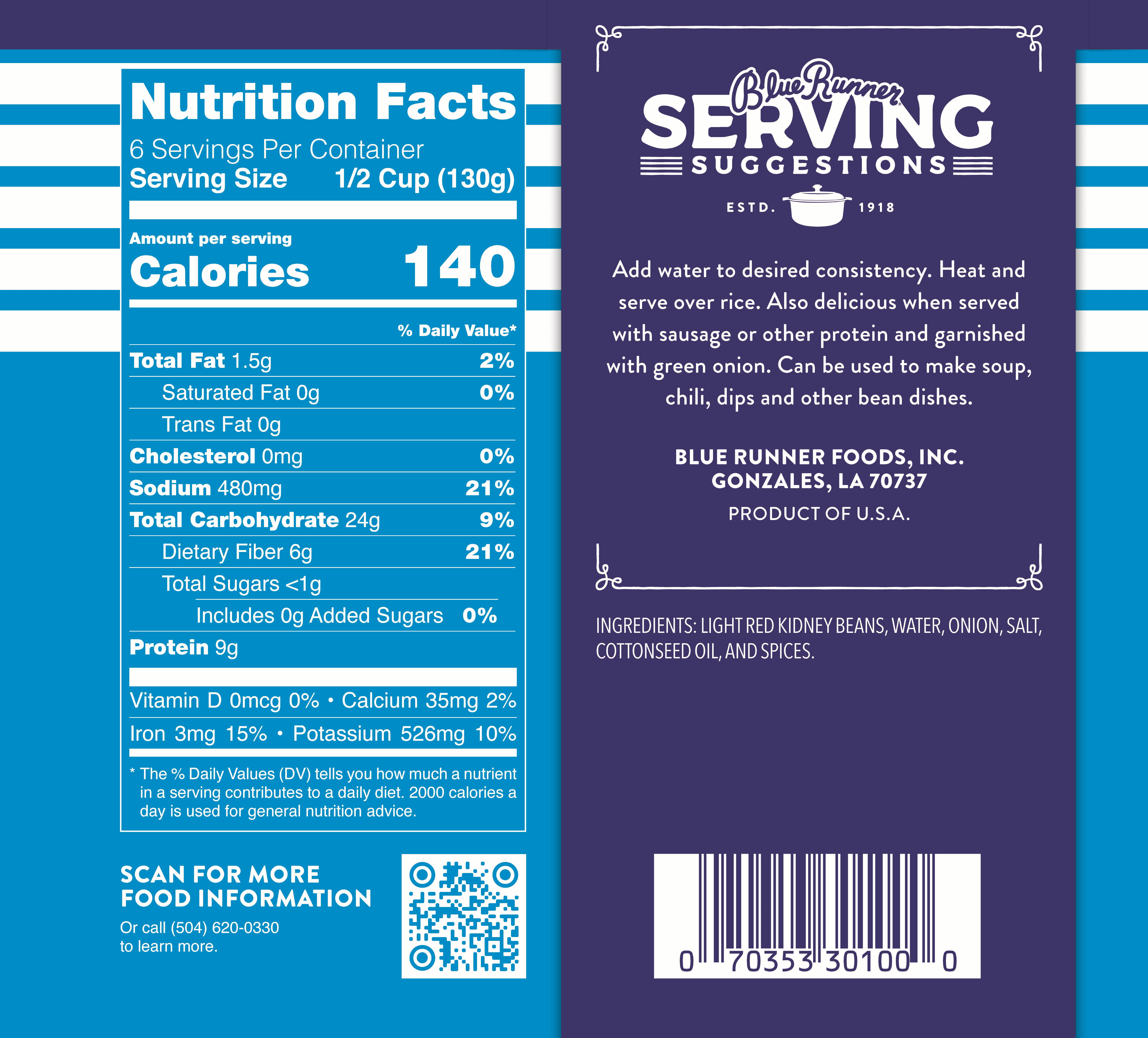 (4 pack) Blue Runner Creole Cream Style Red Beans, 27 oz Can, Heat and Serve