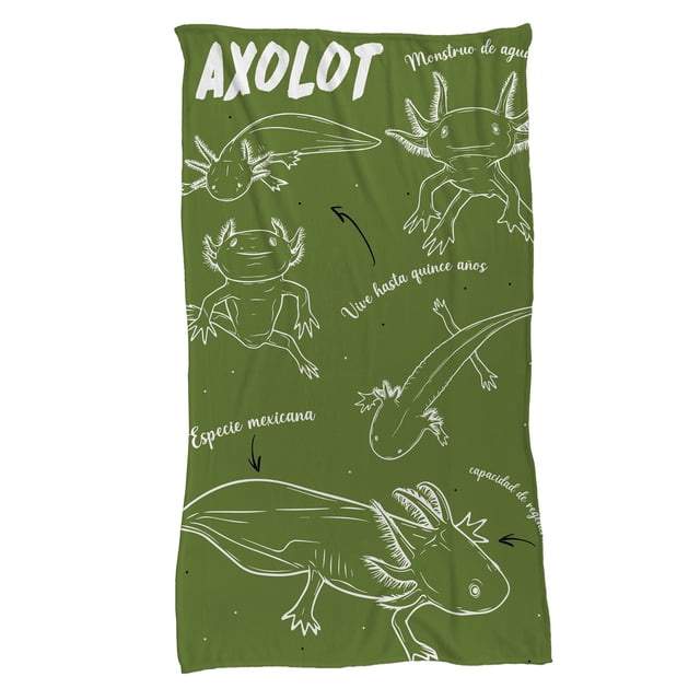Cobija Manta Frazada Diseño de Ajolote Axolot Color Verde