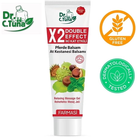 Farmasi Dr. C. Tuna Double Effect Pferde Horse Chestnut Balsam – Cooling Menthol Massage Gel with Herbal Extracts for Relaxing Body Massage, 8.45 fl oz / 250 ml