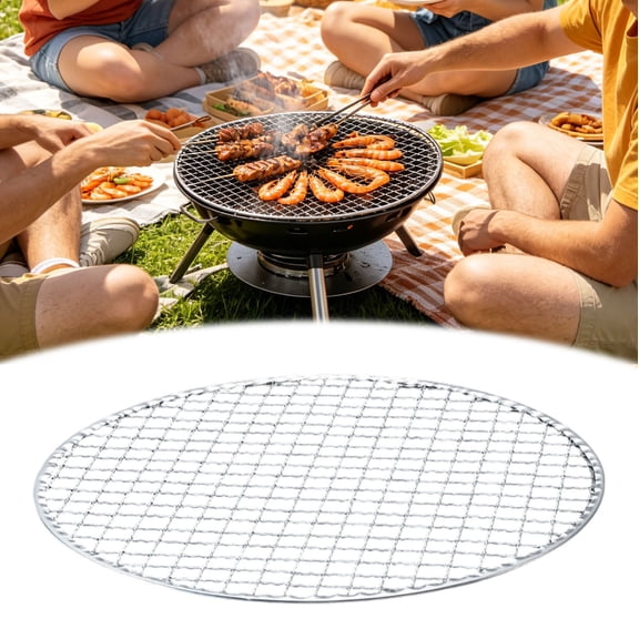 Grill Grate Round 5Pcs 10 Inch Stainless Steel BBQ Baking Rack, Heavy Duty Campfire Grid Replacement for Charcoal Electric Grills Oven Smoking Use