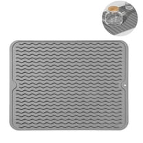 UHIAGREE Silicone Dish Drying Mat,12 × 16in Heat-Resistant & Non-Slip Mats for Kitchen Counter(Grey)