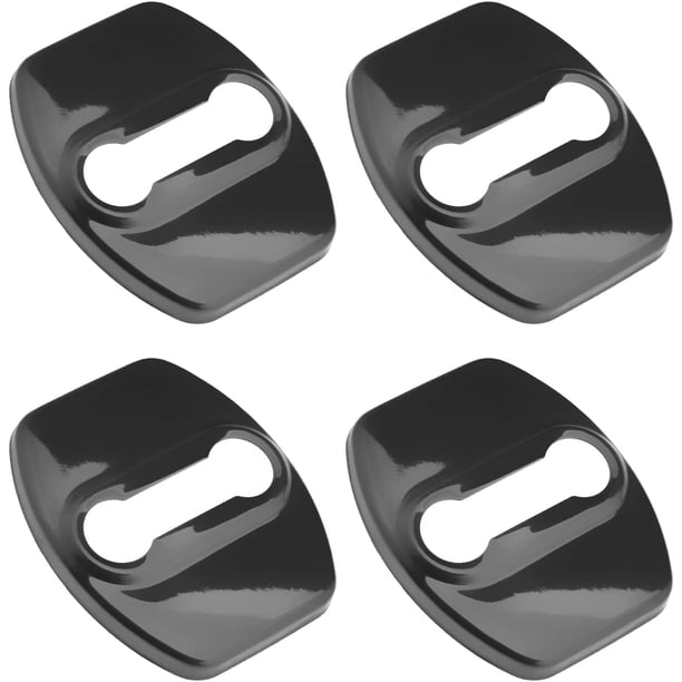Juego de 4 tapas protectoras para cerraduras de puertas de coche, resistentes a la corrosión, de acero inoxidable negro.