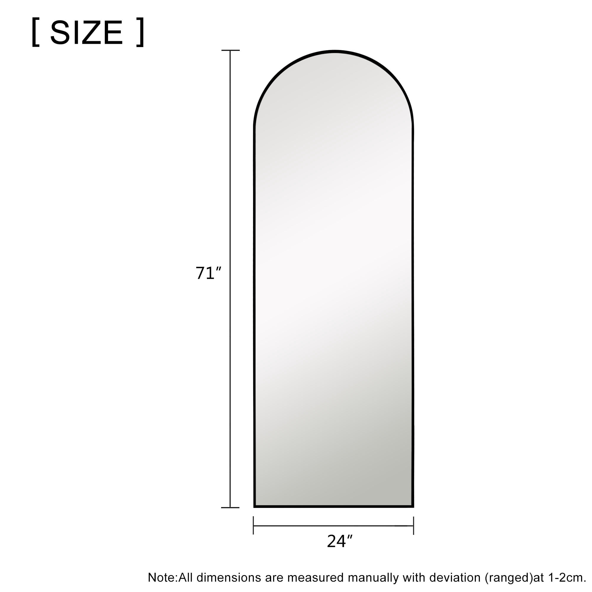 71" x 24" Floor Mirror Arch Mirror Full Length Mirror Large Mirror with Stands Black