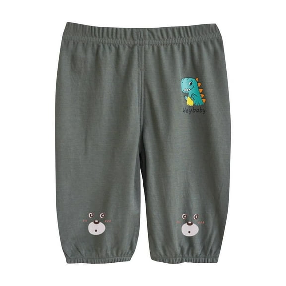Odeerbi 1-5 Years Toddler Boys Girls Summer Capris Dinosaur Print Jogger Pants Beach Casual Outerwear Leg Tied Cropped Pants
