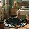 thumbnail image 2 of Moynesa 6' Floral Round Area Rug, Washable Rugs for Bedroom Ultra-Thin Soft Rug, Non-Slip Large Boho Circle Carpet for Living Room Kitchen Nursery,Black, 2 of 6