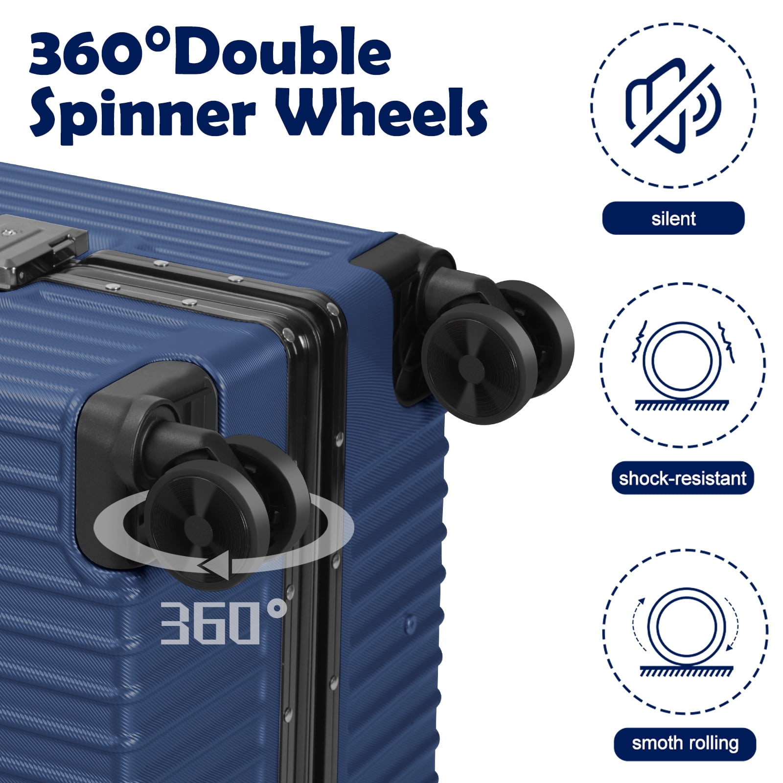2-Piece Hardshell Luggage Set, 20& 28" Aluminum Frame Hardshell Spinner Luggage, Airline Approved Carry-On Luggage, TSA Lock, 360° Quiet Wheels, Large Suitcase for Travel