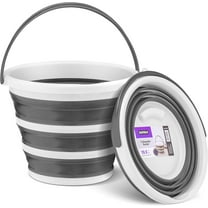 Superio Collapsible Bucket 2 Gallon Bucket with Handle Grey Car Wash Bucket Small Foldable Silicone Pail for Camping, Fishing, Cleaning, Mopping, 10 Liter