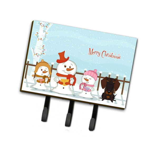 Merry Christmas Carolers Wire Haired Dachshund Chocolate Leash or Key Holder