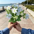 thumbnail image 4 of Artificial Daisies Bouquet with Accents, Faux Flower Vase Arrangement for Coffee Table Living Room Farmhouse Shelf Decor, Blue, Ccwuwei, 4 of 6