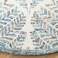 thumbnail image 3 of SAFAVIEH Capri Proinsias Leaves Wool Area Rug, Ivory/Blue, 8' x 8' Round, 3 of 10