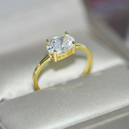 Wedding Rings For Women Simple Multicolor Oval Zircon Light Gold Color Wholesale Bride Jewelry Friendship Gift