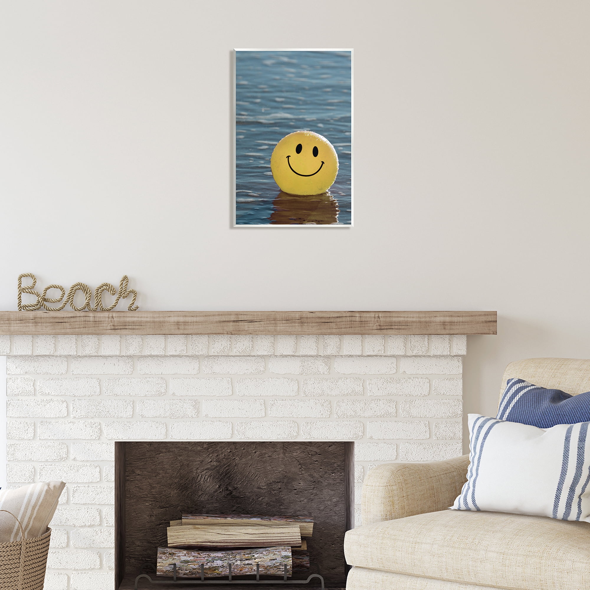 Stupell Industries Smiley Beach Ball Landscape Photography Unframed Art Print Wall Art, 13 x 19