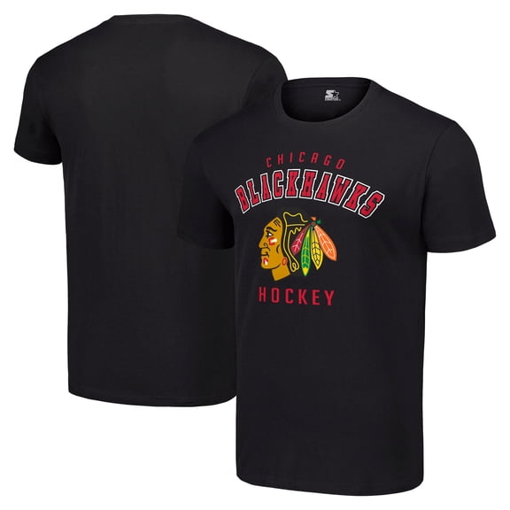 Men's Starter Black Chicago Blackhawks Logo T-Shirt