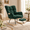 Dark Green, variant on Nursery Rocking Chair with Retractable Footrest, Pink Wooden Rocking Chair with Side Pocket, Comfy High Back Nursing Glider Armchair for Bedroom & Baby Room, Small Apartment Furniture
