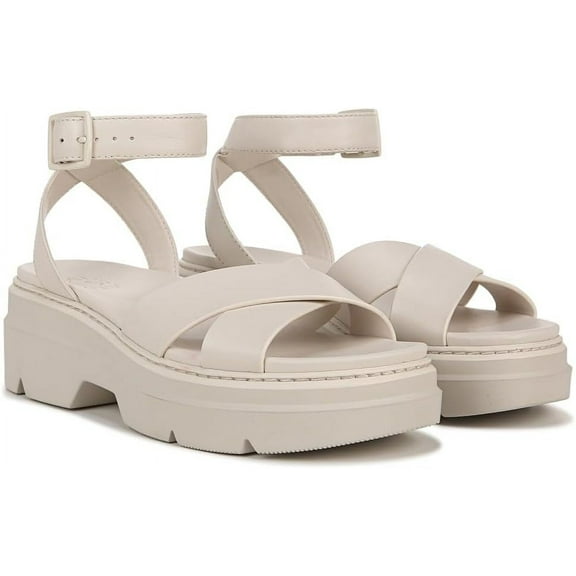 Naturalizer Womens Darry Leather Ankle Strap Platform Sandals Satin Pearl Leather 12M
