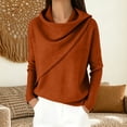 thumbnail image 2 of BODOAO Women's Cowl Neck Sweater Long Sleeve Knit Pullover Draped Asymmetrical Collar Oversized Loose Fit Soft Warm Casual Fall Winter Fashion Top Fashion Clothing Brick Red L, 2 of 4