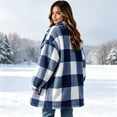 thumbnail image 5 of Womens Fleece Jacket Button Down Plaid Flannel Outerwear with Pockets Collar Warm Coat for Winter Weekend Wear Casual Fall Winter Outerwear, 5 of 9