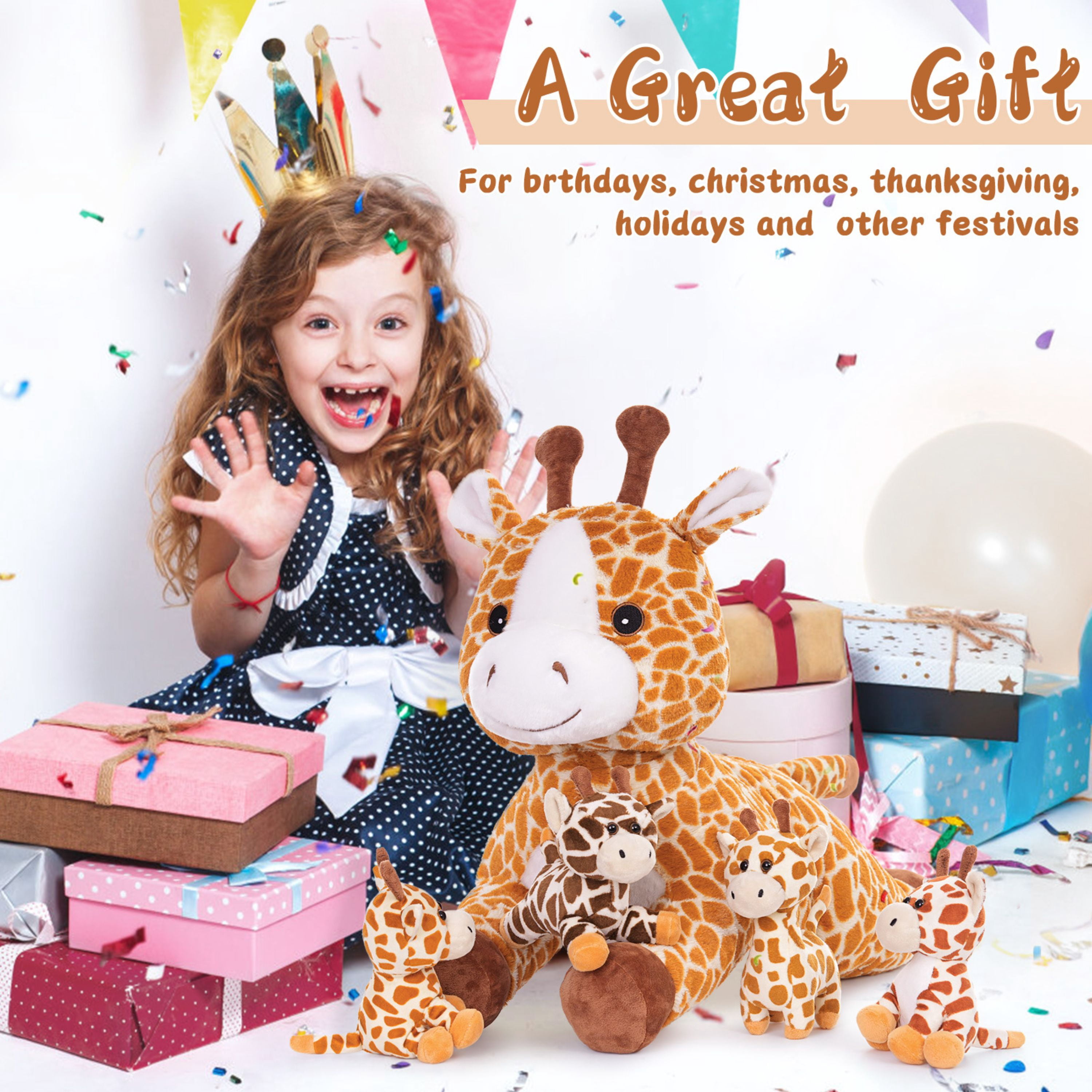 Muiteiur 5Pcs Giraffe Stuffed Animal Set 22" Giraffe Plush Toy with 4 Babies