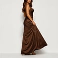 thumbnail image 5 of BRGZLK Formal Dresses for Women Satin V Neck Sleeveless Cocktail Wedding Guest Maxi Dress Pleated High Waist Wrap Split Evening Gowns Brown XL, 5 of 9