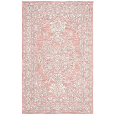 SAFAVIEH Micro-Loop Britton Oriental Area Rug Pink/Ivory 6ft x 9ft
