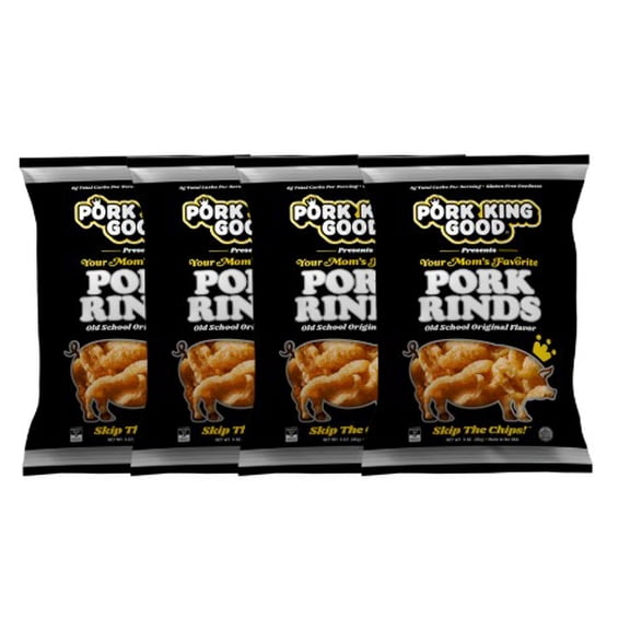 Pork King Good 3 oz Your Mom's Favorite Original Pork Rind - (4 Pack) Keto-Friendly Gluten Free Snacks