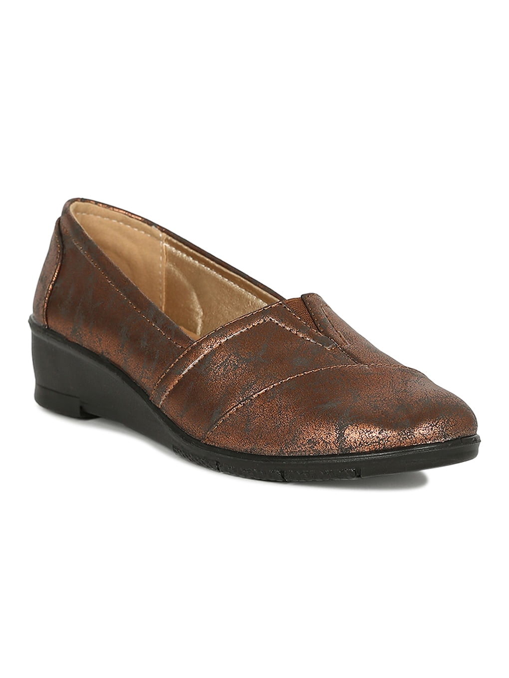 New Women Refresh Dido Leatherette Slip On Low Wedge Heel Loafer Flat
