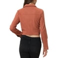 thumbnail image 3 of INSPIRE CHIC Veste Courte Décontractée en Faux Suède pour Femmes avec Col Cranté et Boutons, Poches, Marron Rouge TP, 3 of 5
