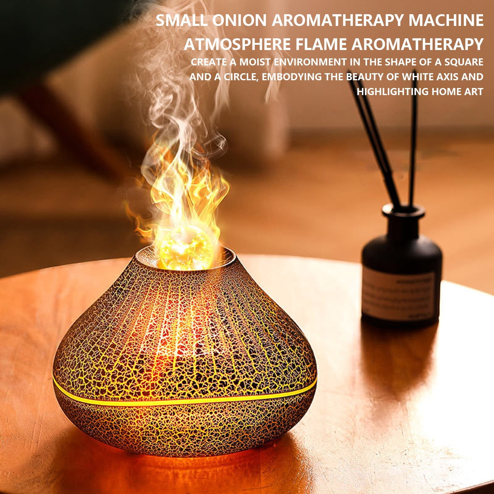 Jubipavy 2024 New Colorful Simulation Flame Aromatherapy Machine USB Home Humidifier Crack Flame Bead Aromatherapy Machine
