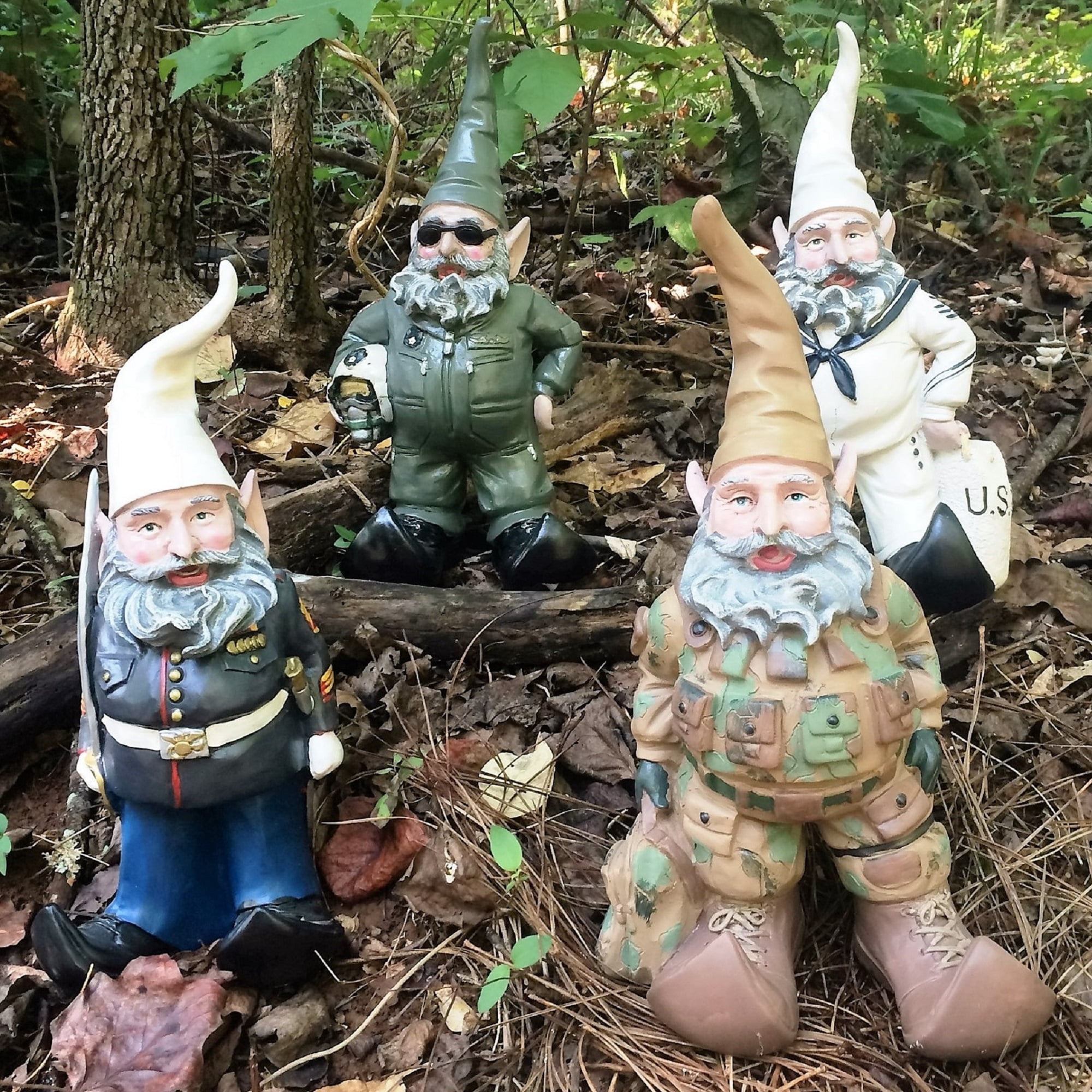 Homestyles Navy Sailor Gnome American Military Solider in White Uniform Large Outdoor Garden Statue 14"H